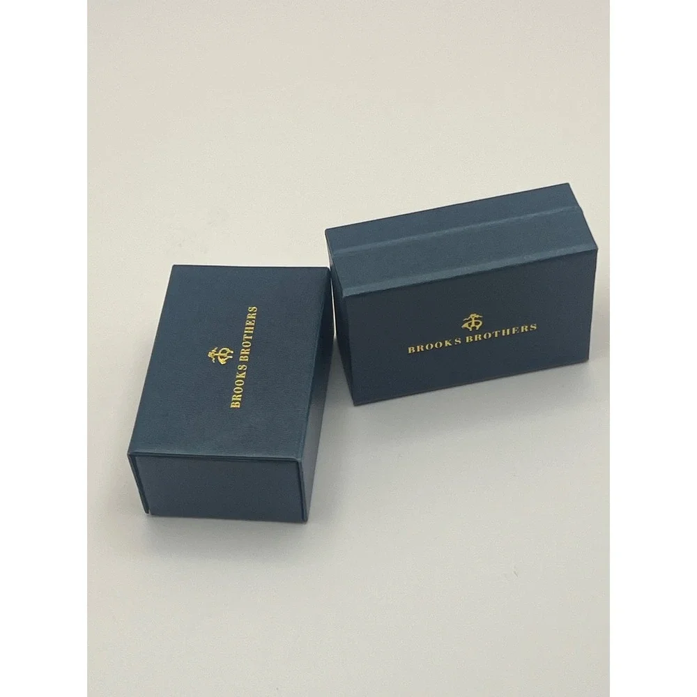 Brooks Brothers Gold Tone Basketweave Cufflinks and Tie Clip Set with Boxes